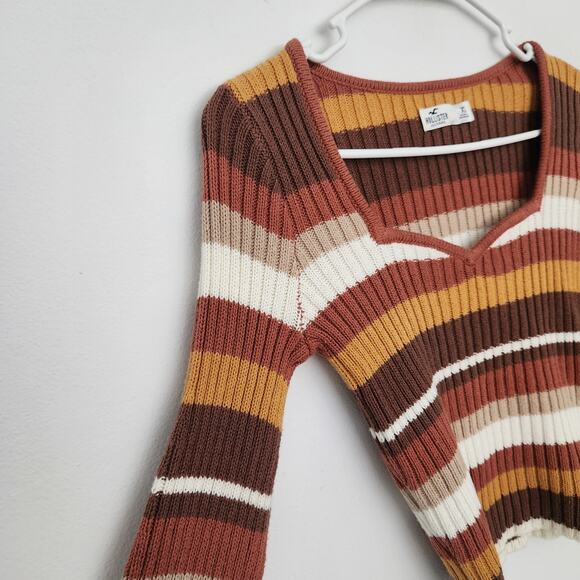 Hollister Bell Sleeve Striped Knit Sweater Top XS Y2K Retro - Picture 5 of 8